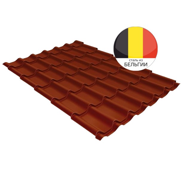 Металлочерепица классик GL 0,5 Velur20 RAL 8004 терракота Металлочерепица классик GL 0,5 Velur20 RAL 8004 терракота