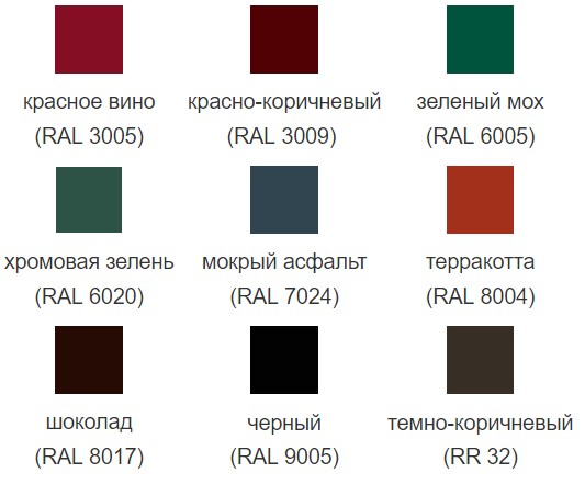 Цветовая палитра Velur (Велюр) Grand Line металлочерепица