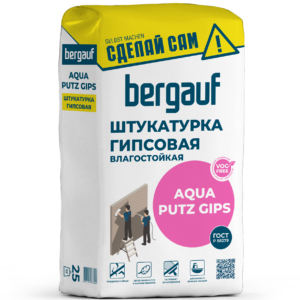 Штукатурка гипсовая влагостойкая Bergauf AQUA PUTZ GIPS 25 кг Штукатурка гипсовая влагостойкая Bergauf AQUA PUTZ GIPS 25 кг
