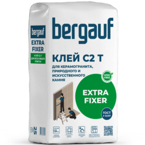 Клей для керамогранита, природного и искусственного камня Bergauf Extra Fixer C2 T Клей для керамогранита, природного и искусственного камня Bergauf Extra Fixer C2 T