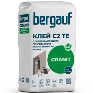 Плиточный клей для керамогранита, природного и искусственного камня Bergauf Granit С2ТЕ 25 кг Плиточный клей для керамогранита, природного и искусственного камня Bergauf Granit С2ТЕ 25 кг