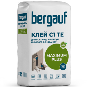 Клей плиточный для всех видов и любых оснований Bergauf MAXIMUM PLUS С1 ТЕ 25 кг Клей плиточный для всех видов и любых оснований Bergauf MAXIMUM PLUS С1 ТЕ 25 кг