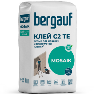 Плиточный клей белый для мозаики и прозрачной плитки Bergauf Mosaik 25 кг Плиточный клей белый для мозаики и прозрачной плитки Bergauf Mosaik 25 кг