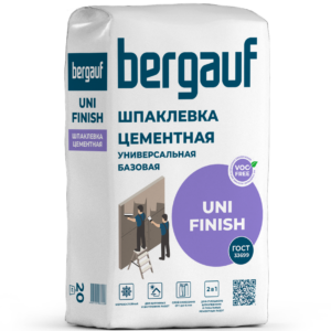 Базовая универсальная цементная шпаклёвка Bergauf UNI FINISH 20кг Базовая универсальная цементная шпаклёвка Bergauf UNI FINISH 20кг